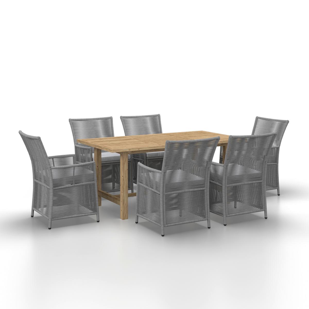 ZÁHRADNÁ SÚPRAVA SIMONE - farba akácie/svetlosivá, Modern, drevo/textil - Bessagi Garden