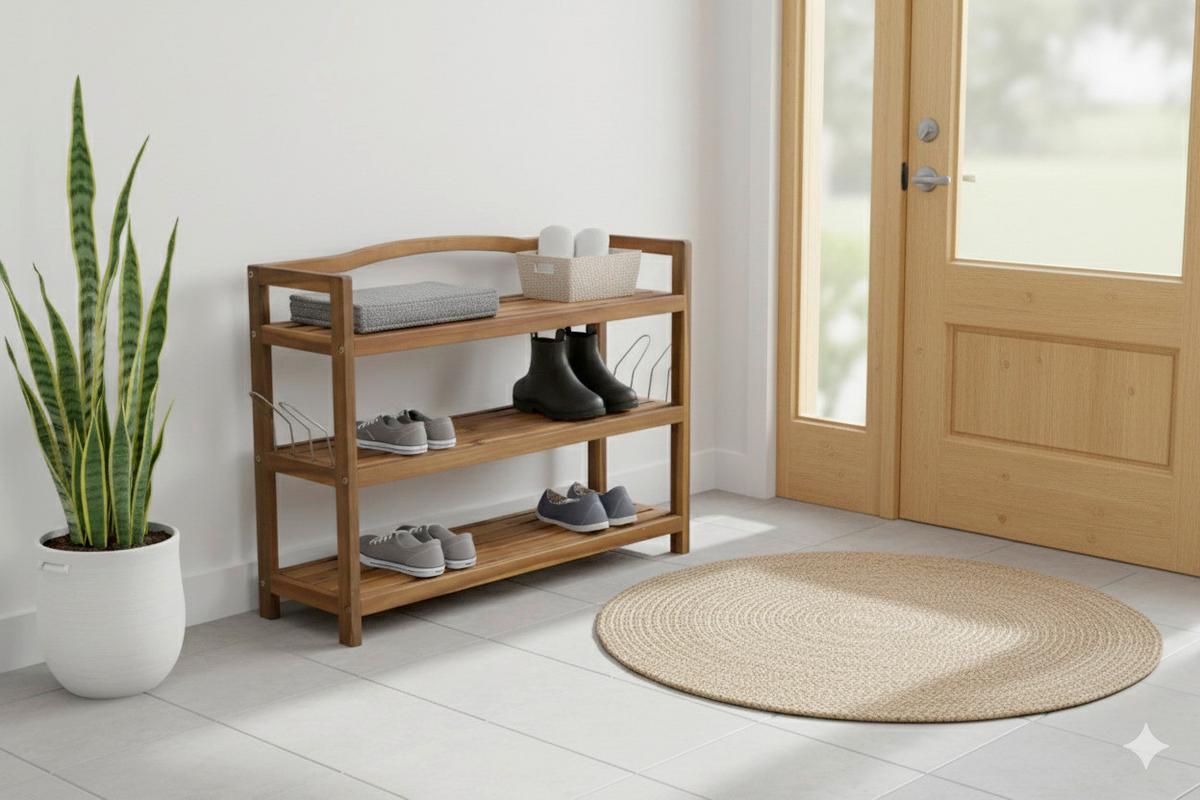 Schuhregal aus Akazie 3 Etagen 74x82x26 cm - Akaziefarben, Basics, Holz (74/82/26cm)