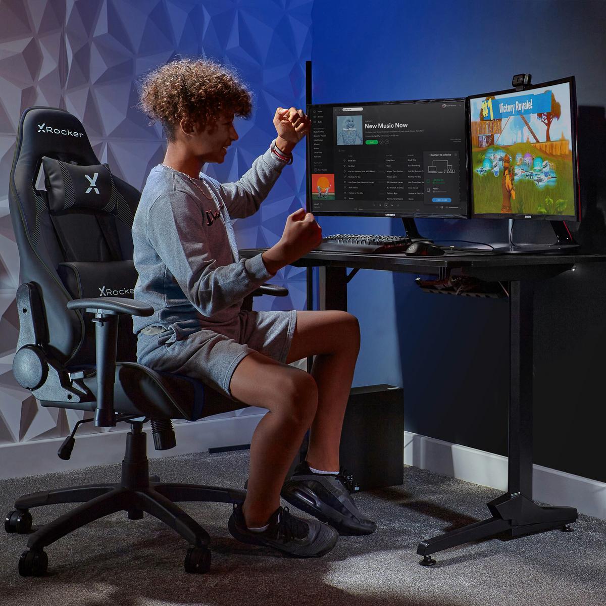 Gaming Stuhl Agility Compact Lederlook, Schwarz - Schwarz, MODERN, Kunststoff/Textil (55/113/62,5cm) - X Rocker