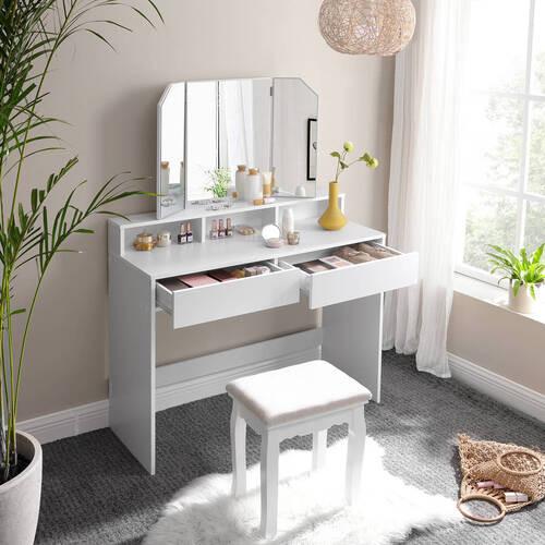 Schminktisch B: 40 Cm Weiß - Weiß, Trend, Glas/Holzwerkstoff (100/40/142cm) - Boxxx