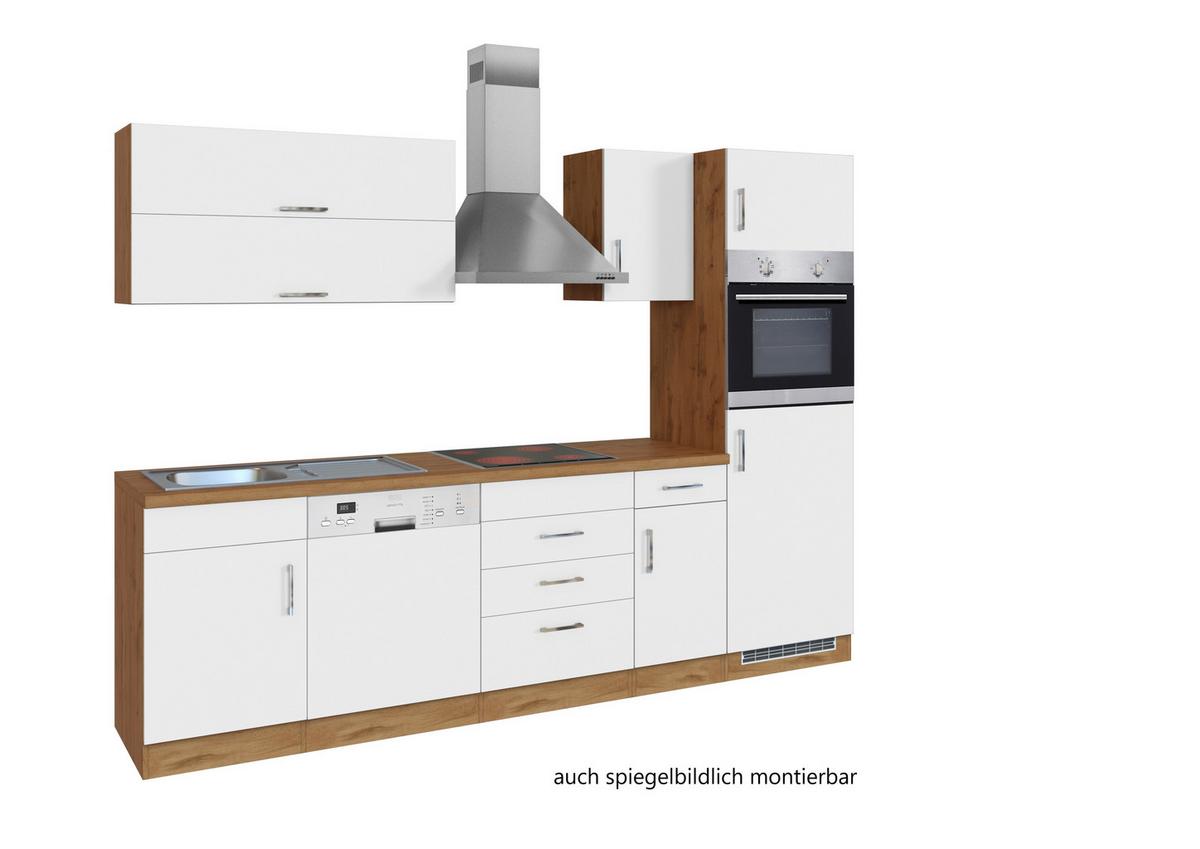 Küchenzeile Sorrento mit Geräten B: 270 cm Weiß