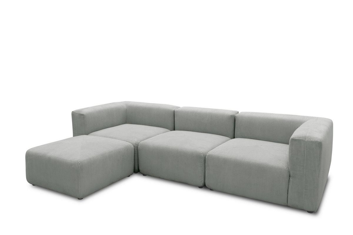 Ecksofa Hellgrau B: 301 Cm - Hellgrau/Schwarz, Design, Textil (301/69/193cm) - MID.YOU