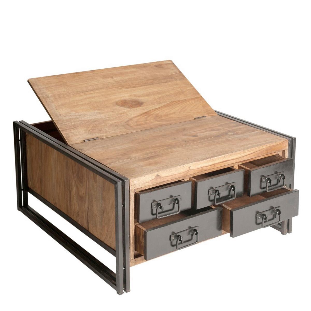 Couchtisch Naturfarben/Schwarz B: 90 cm - Schwarz/Naturfarben, Design, Holz/Metall (90/90/47cm) - MID.YOU