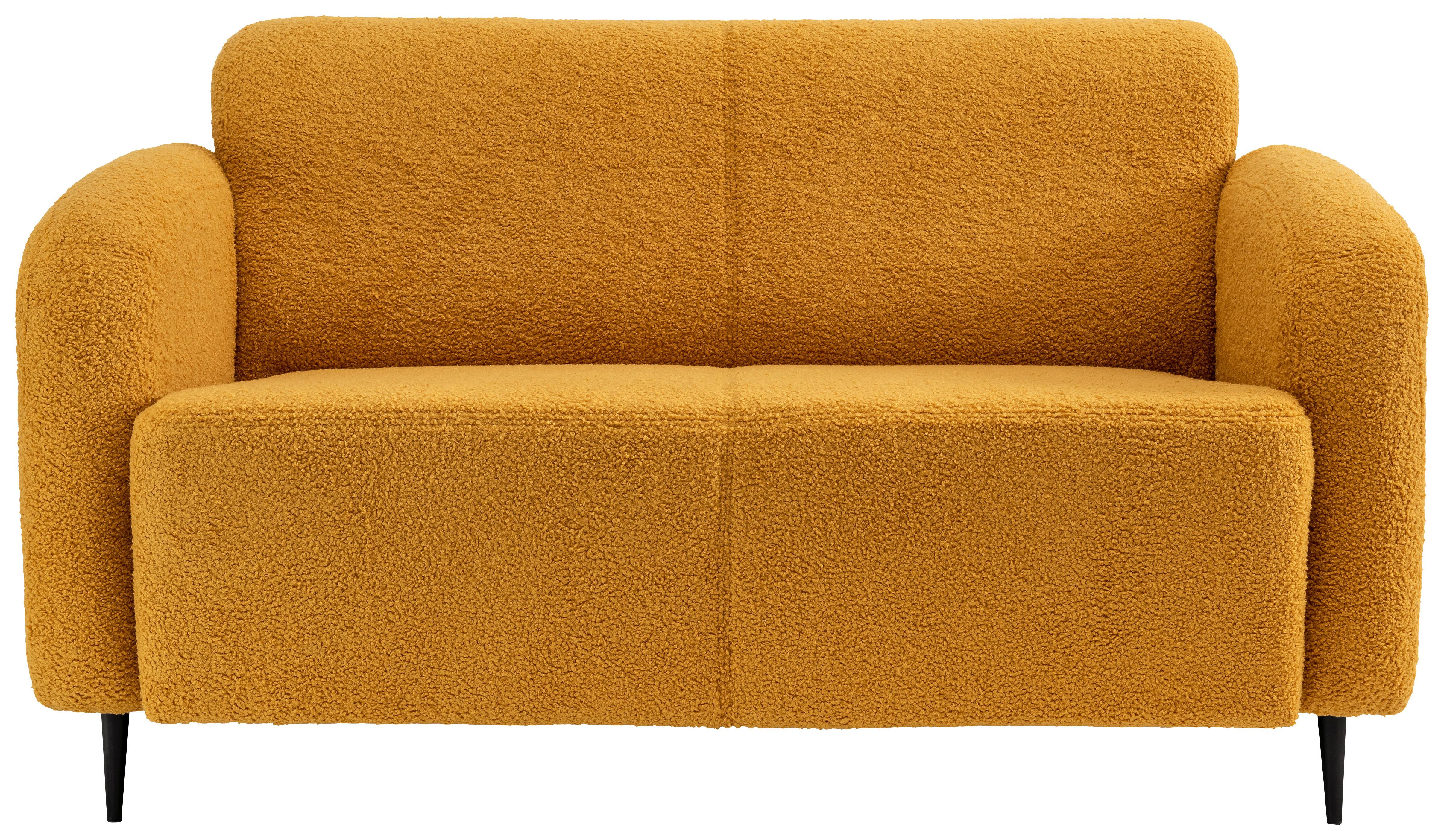 2-Sitzer-Sofa Marone Gelb Teddystoff - Gelb/Schwarz, MODERN, Textil (140/76/90cm) - Livetastic
