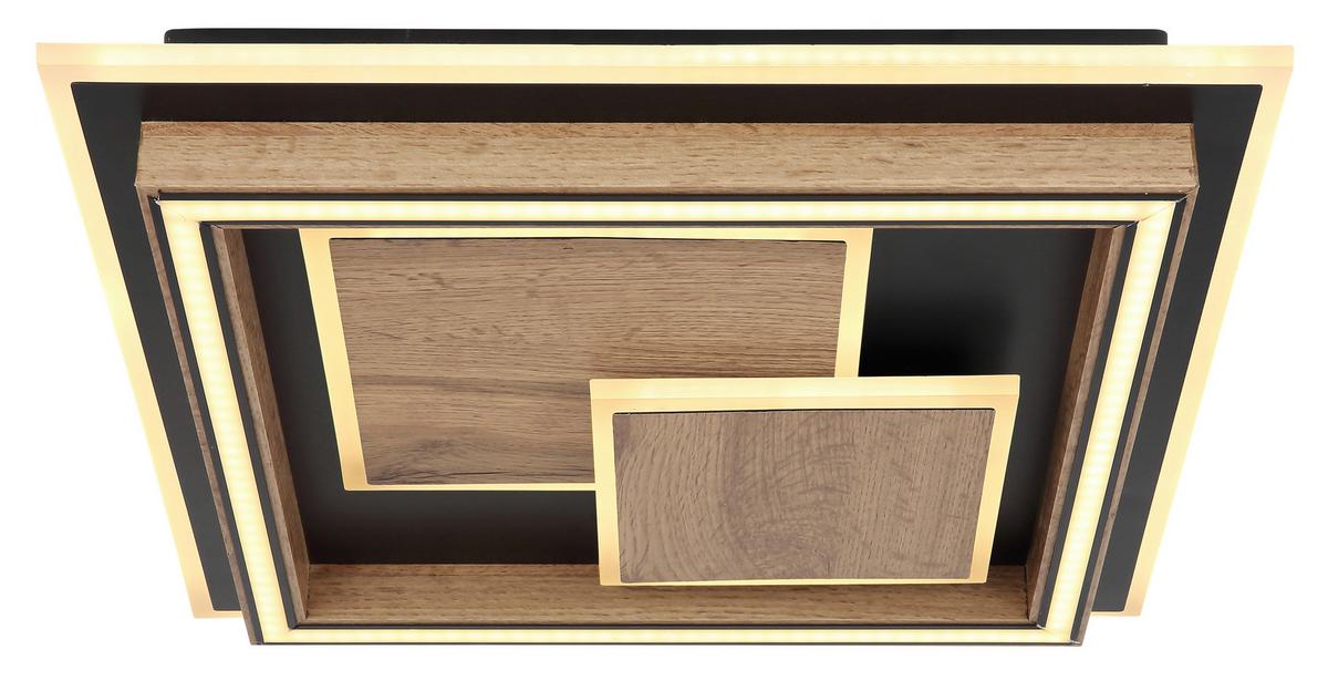 LED-Deckenleuchte 67325-32 - Dunkelbraun/Opal, Design, Holzwerkstoff/Kunststoff (41/41/7,6cm) - Globo