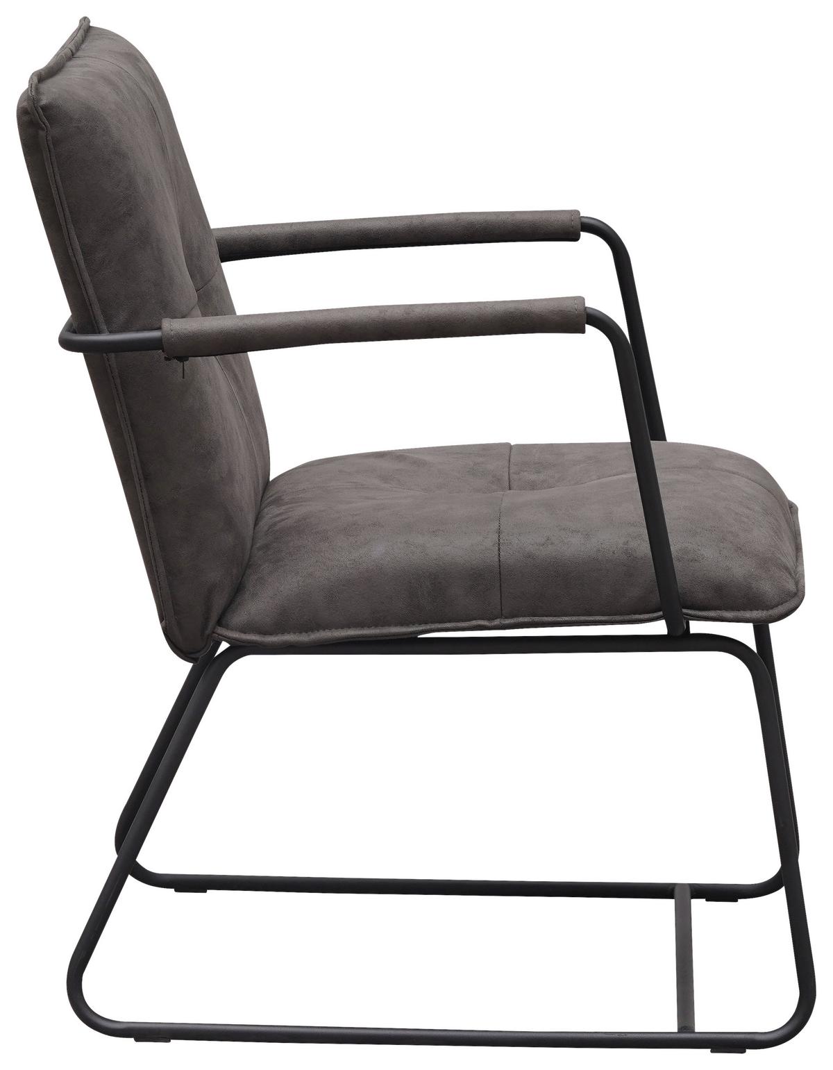 Sessel Bilbao - Anthrazit/Schwarz, MODERN, Textil/Metall (65/80/68cm) - MID.YOU