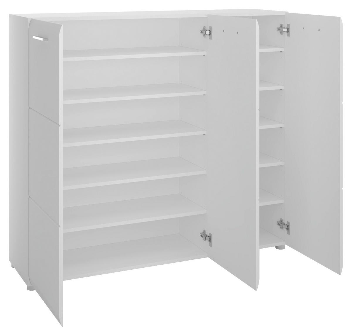 Schuhschrank Merano Weiß B:  134,8 cm - Chromfarben/Weiß Hochglanz, MODERN, Holzwerkstoff (134,8/120/36cm)
