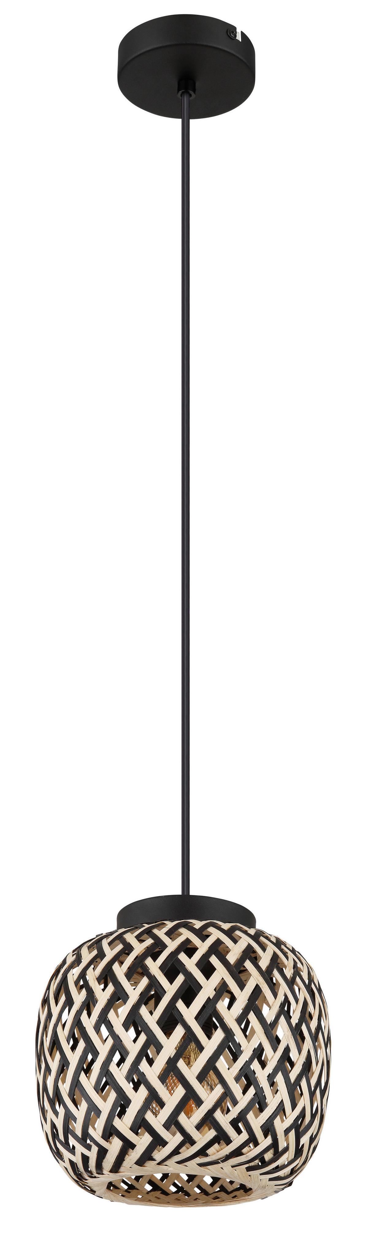 Hängeleuchte 15766h - Schwarz/Naturfarben, Natur, Naturmaterialien/Kunststoff (20/120cm) - Globo