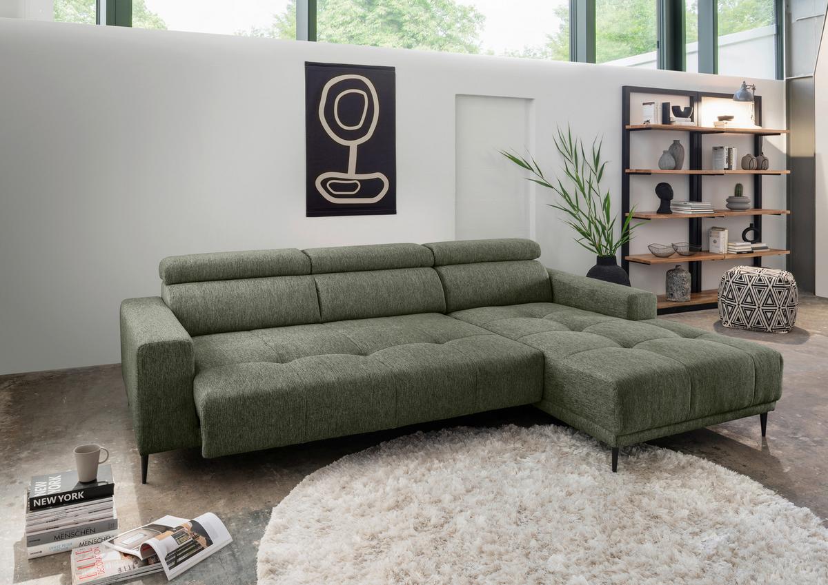 Ecksofa Intera Dunkelgrün S: 276x188 Cm - Dunkelgrün/Schwarz, KONVENTIONELL, Textil (276/188cm) - Livetastic