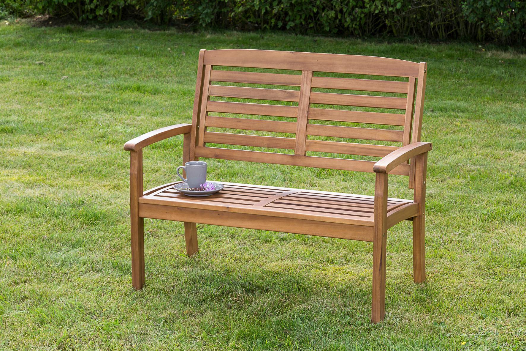 Gartenbank Echtholz 2-sitzer Paraiba Mit Rückenlehne - Akaziefarben, ROMANTIK / LANDHAUS, Holz (110/92/62cm) - Gardenson