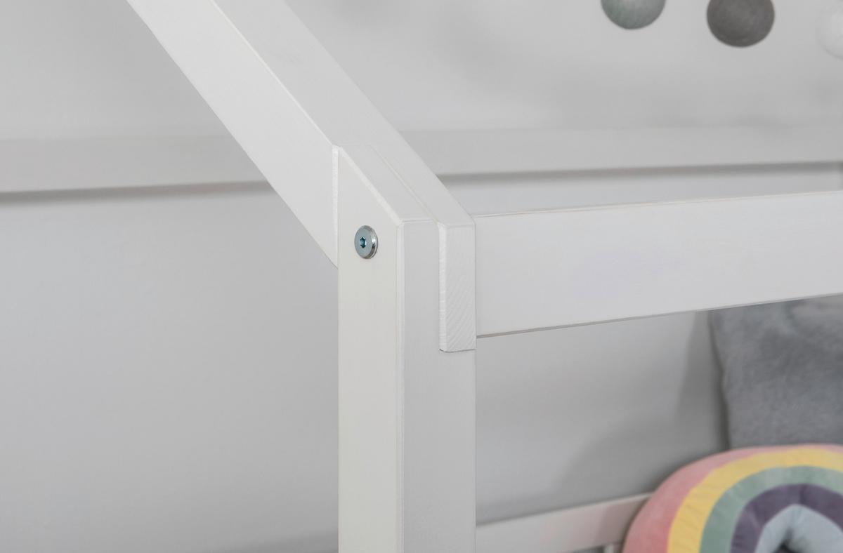 Stauraumbett 90x200 Weiß - Weiß/Naturfarben, MODERN, Holz (90/200cm) - MID.YOU