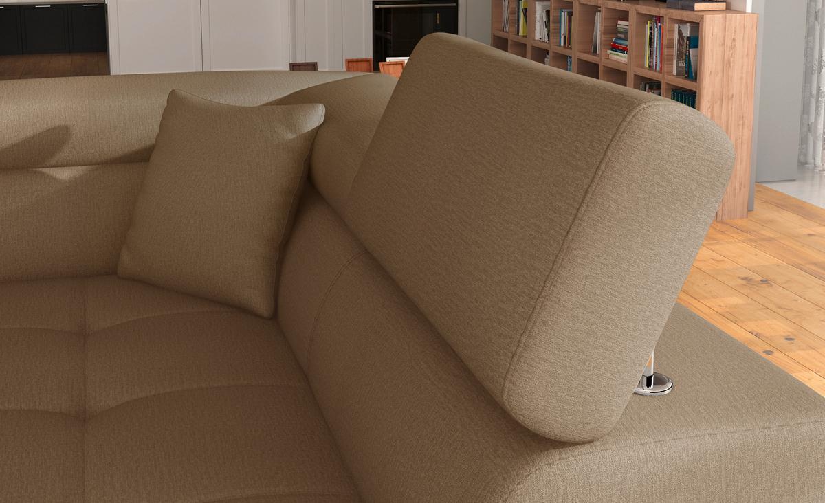 Ecksofa Anton Braun/dunkelbraun S:203x272cm - Chromfarben/Dunkelbraun, Design, Textil (203/272cm) - MID.YOU