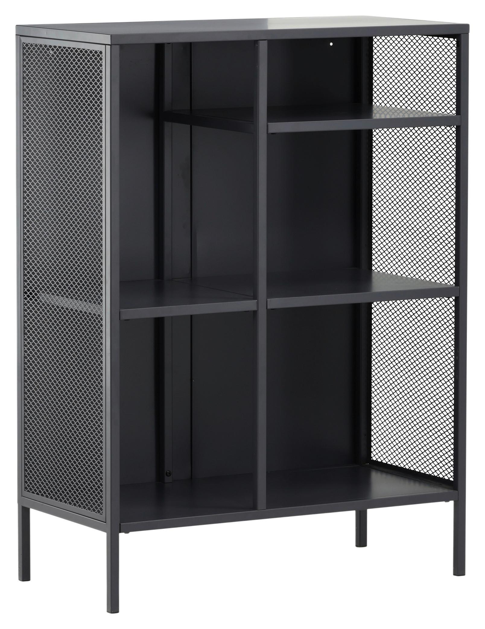 Bücherwand Misha - Dunkelgrau/Grau, Design, Metall (80/110/40cm) - Livetastic