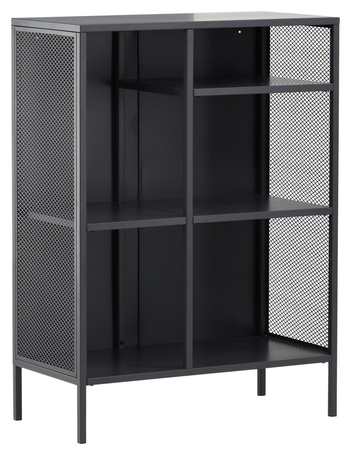 Bücherwand Misha - Dunkelgrau/Grau, Design, Metall (80/110/40cm) - Livetastic