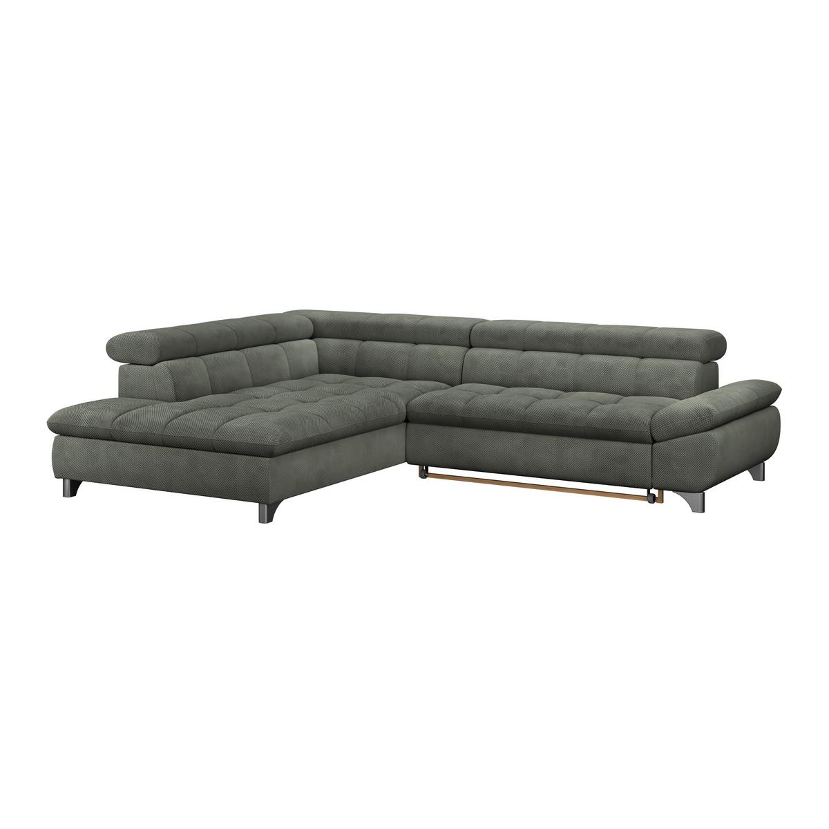 Eckbank Gemini Grün, B: 234cm - Chromfarben/Grün, KONVENTIONELL, Textil (234/312cm)