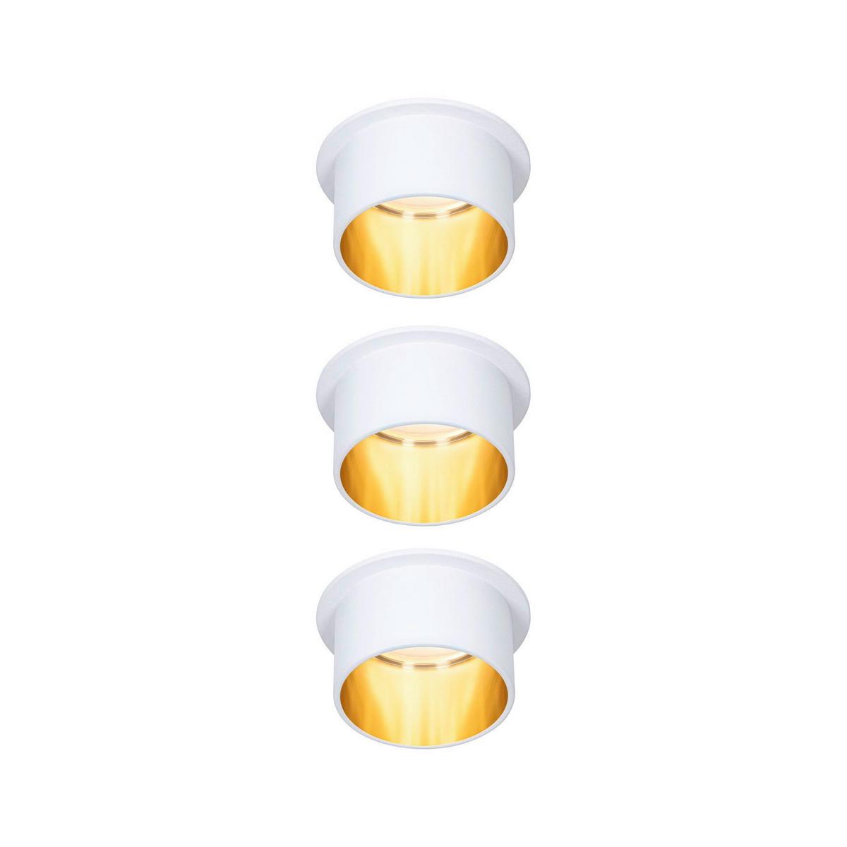 Deckenleuchte 3er-Set Ø 6,8 cm 3-Flammig, dimmbar - Goldfarben/Weiß, Basics, Metall (6,8/3,3cm) - Paulmann