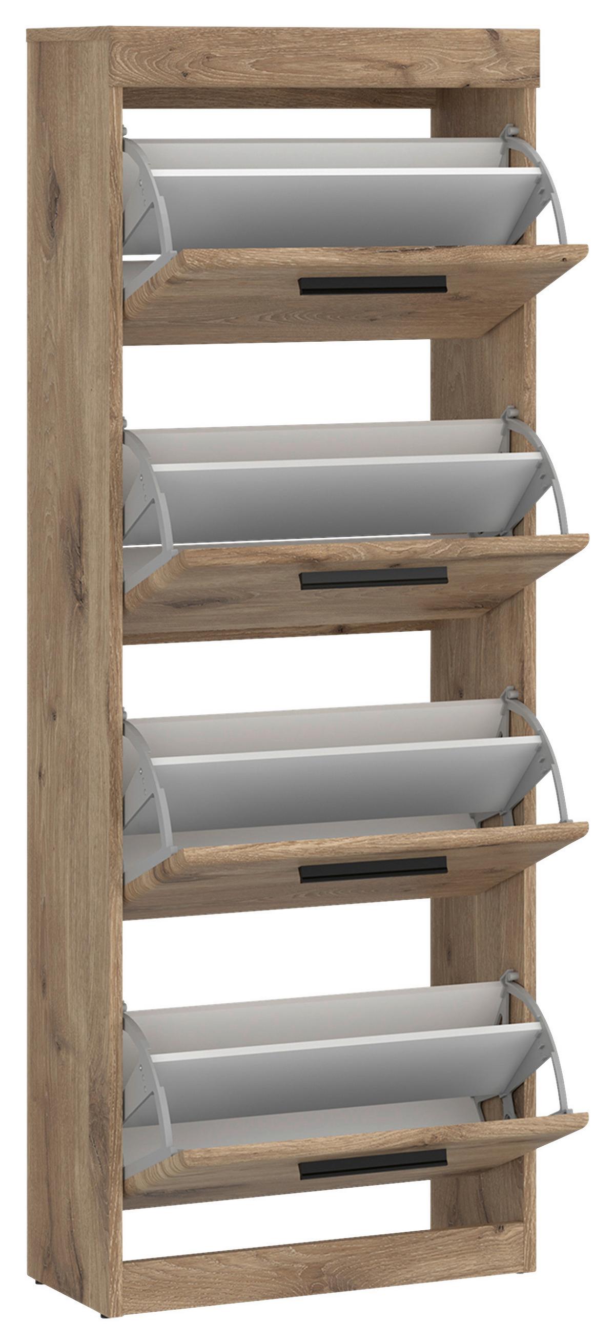 Schuhschrank Grano Eichefarben B: 53,9 cm - Eichefarben/Schwarz, Trend, Holzwerkstoff (53,9/149,7/30,4cm)