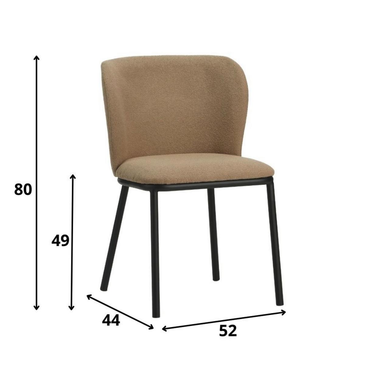 Stuhl-Set Bourges Taupe B: 52 cm - Taupe/Schwarz, MODERN, Textil/Metall (52/80/44cm) - MID.YOU