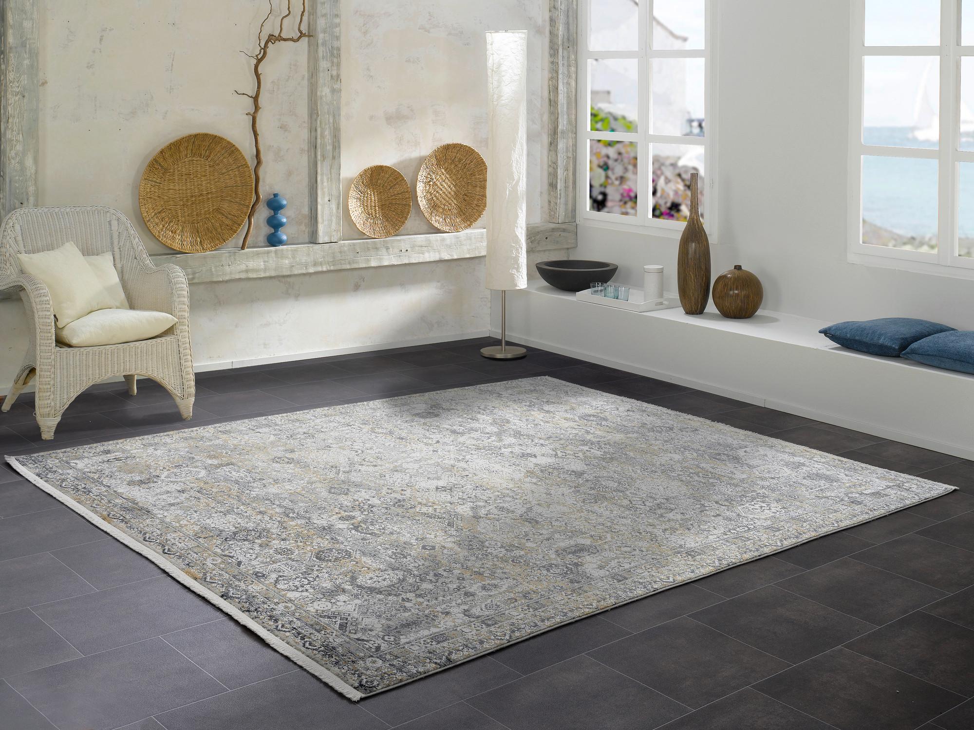Webteppich Grau/Goldfarben Toulon 67x130 cm - Goldfarben/Grau, LIFESTYLE, Textil (67/130cm) - Dieter Knoll