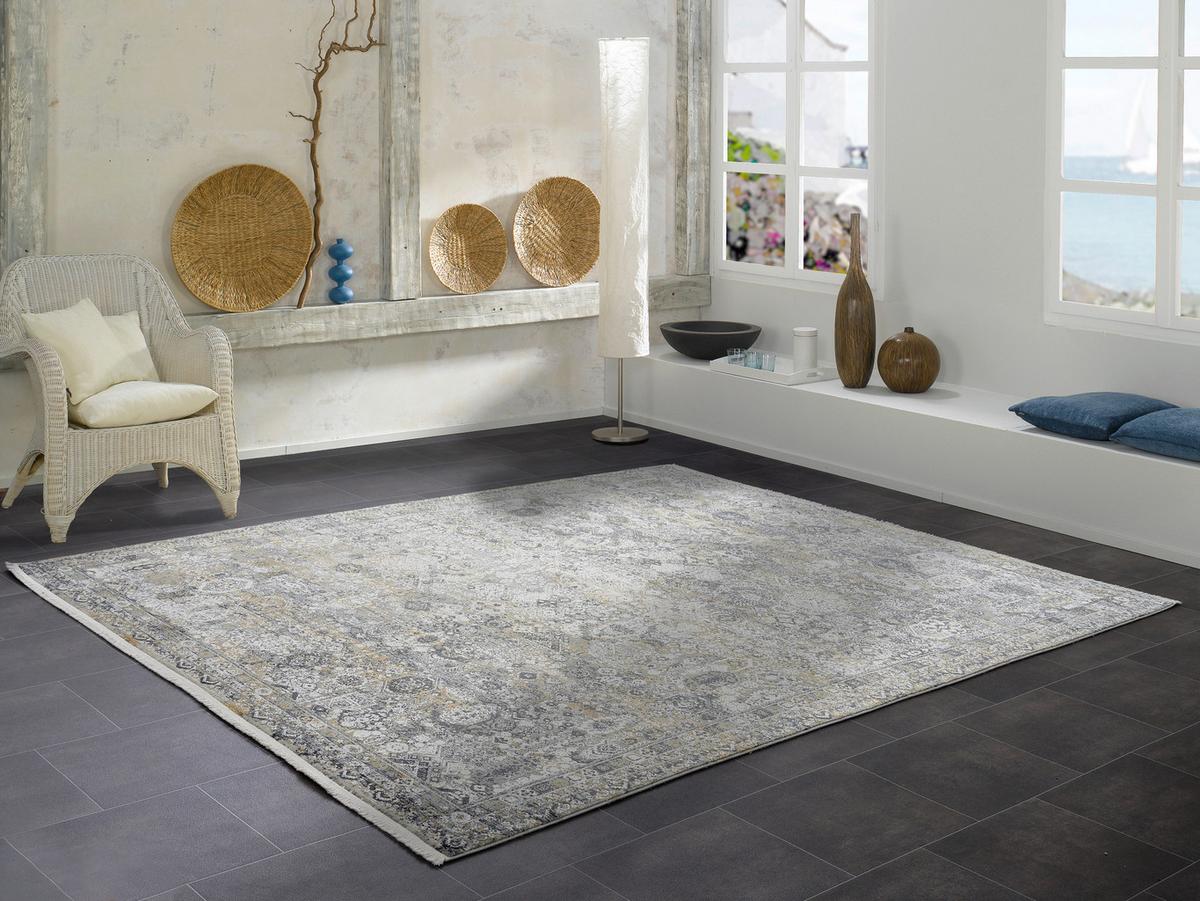 Webteppich Grau/Goldfarben Toulon 67x130 cm - Goldfarben/Grau, LIFESTYLE, Textil (67/130cm) - Dieter Knoll