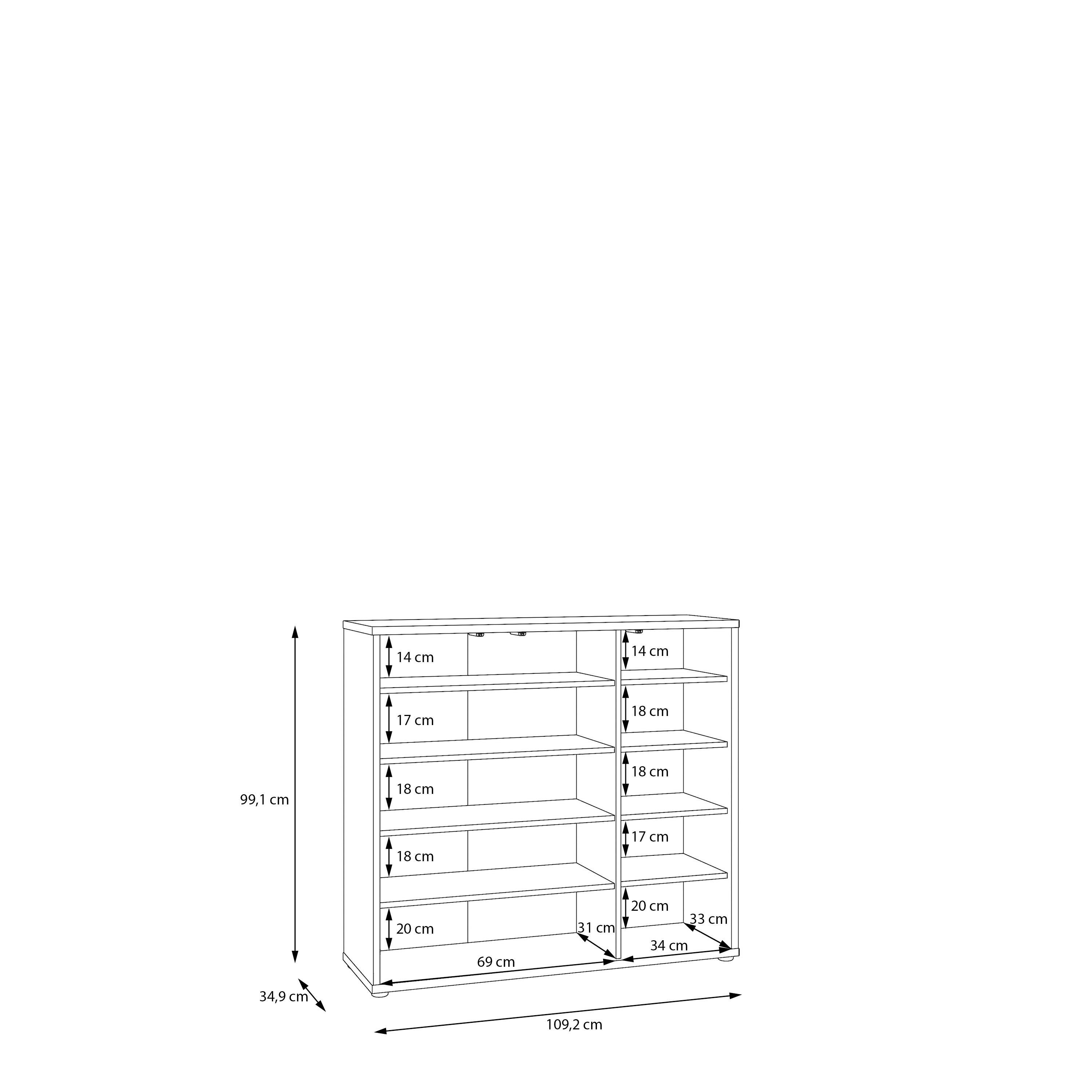 Botník Alice, barva kašmírová, š: 109cm - šedá/pískové barvy, Moderní, kompozitní dřevo/plast (109,2/99,1/34,9cm)