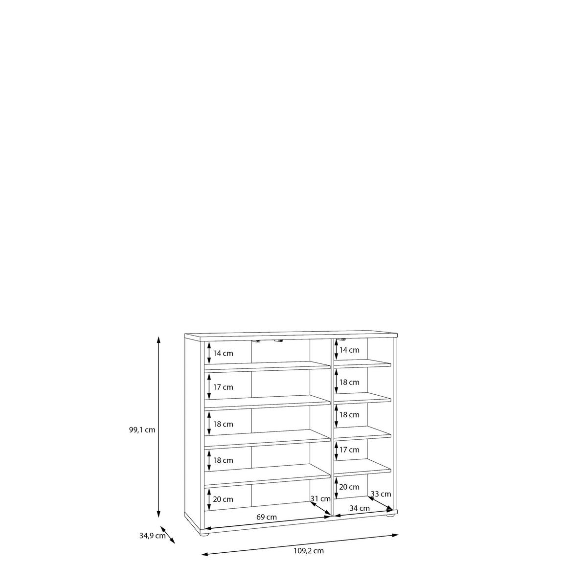 Botník Alice, barva kašmírová, š: 109cm - šedá/pískové barvy, Moderní, kompozitní dřevo/plast (109,2/99,1/34,9cm)