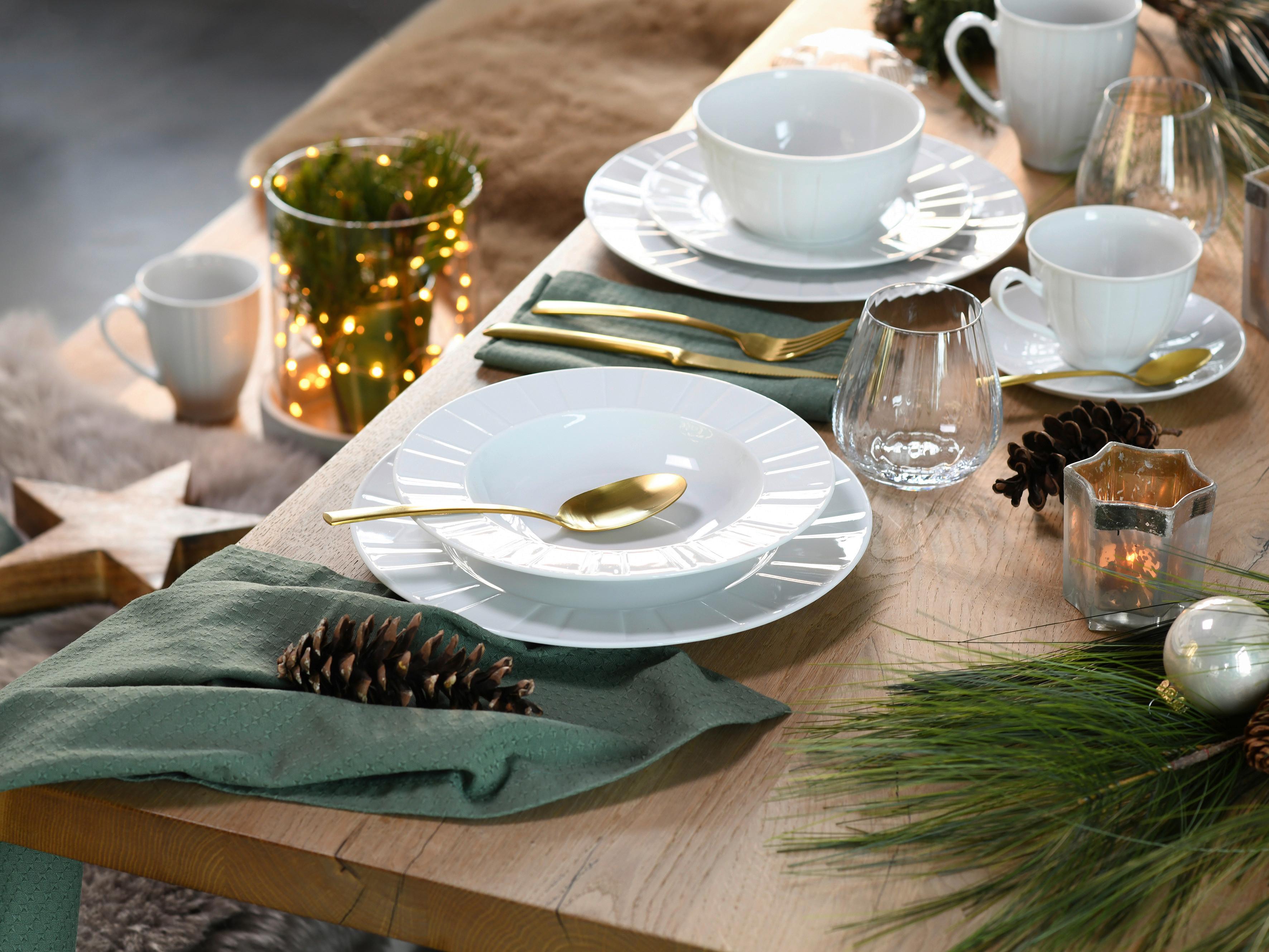 Kombiservice Porzellan 6 Personen Geschirr Set - Weiß, Basics, Keramik - Creatable