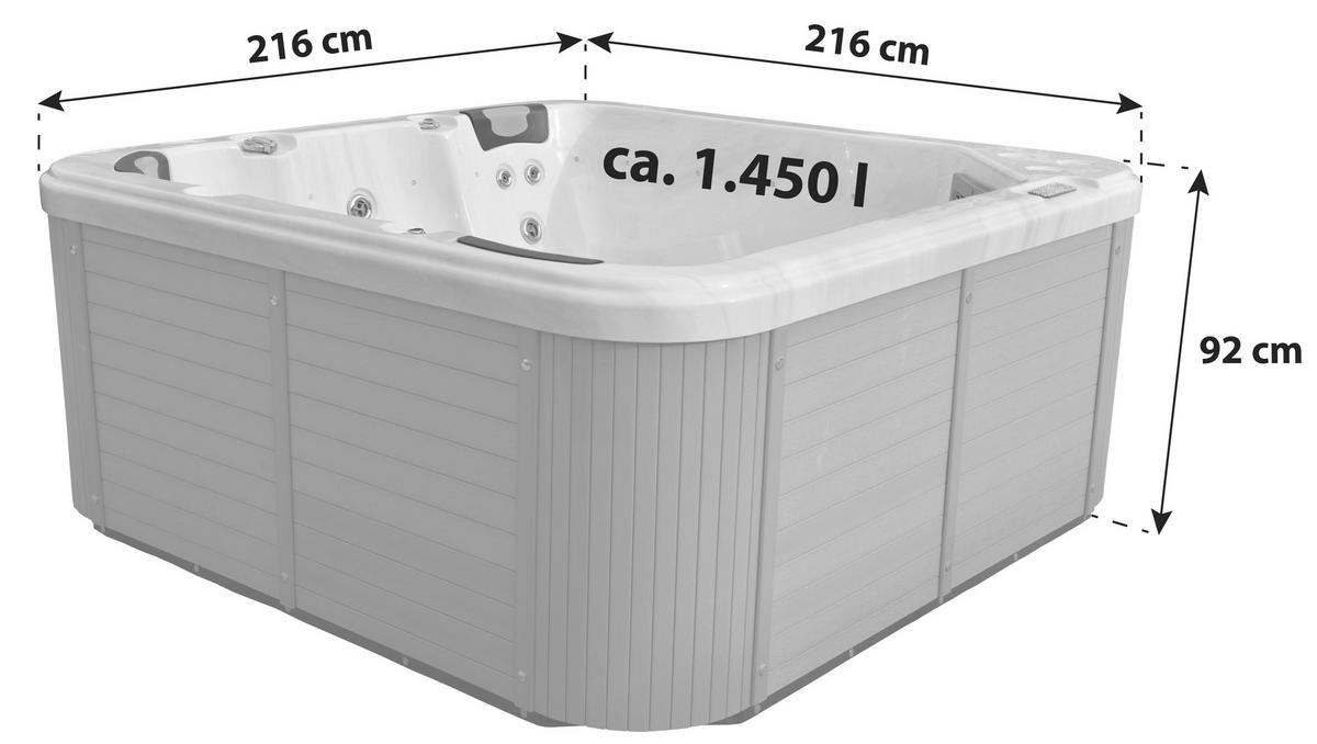 Whirlpool Acryl Capri 216x92x216 cm - Weiß/Grau, Design, Holz/Kunststoff (216/92/216cm)
