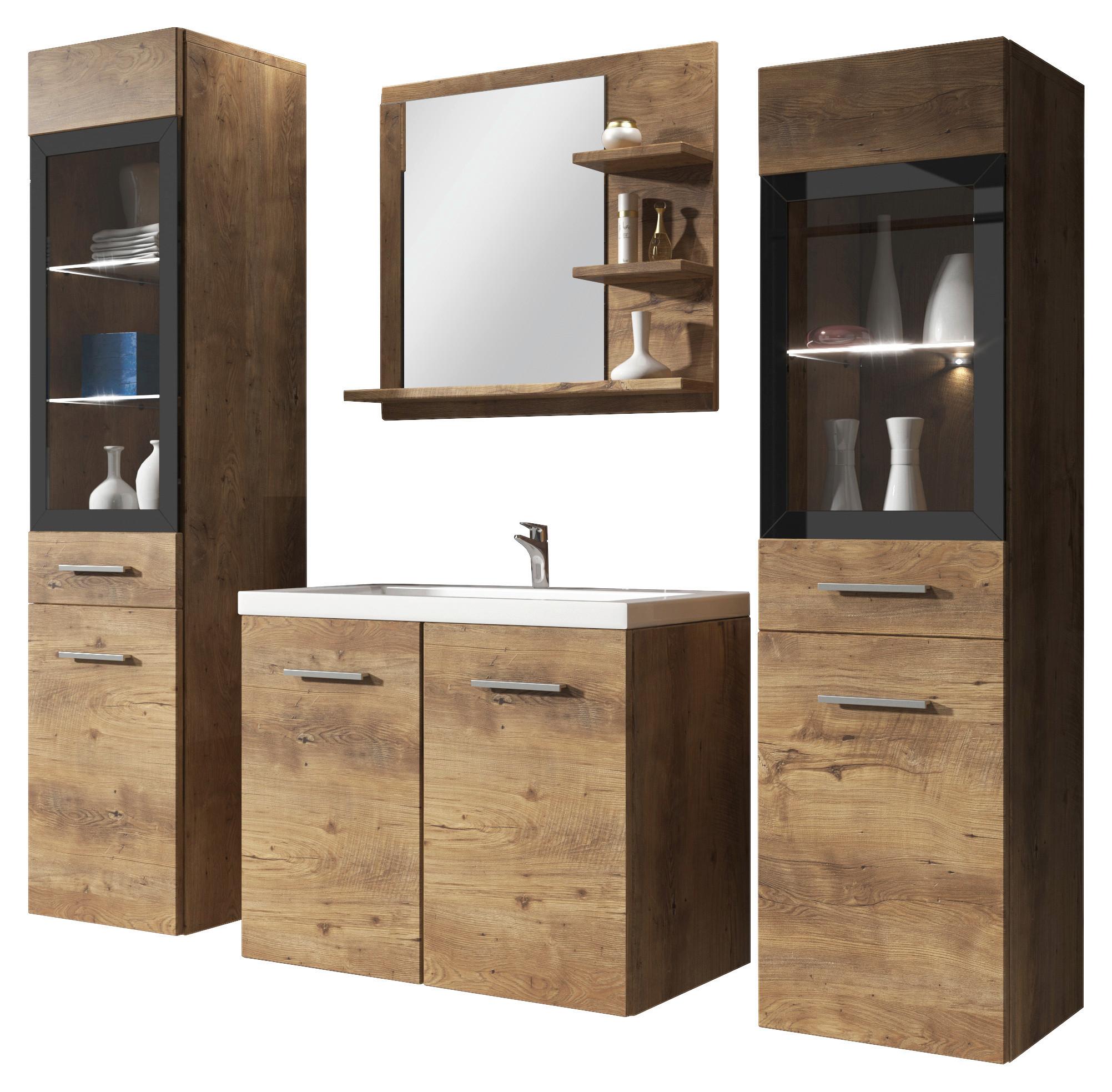 Kúpeľňa dekor dub Kastanien - farba gaštana/biela, Lifestyle, kompozitné drevo/plast (120cm) - P & B