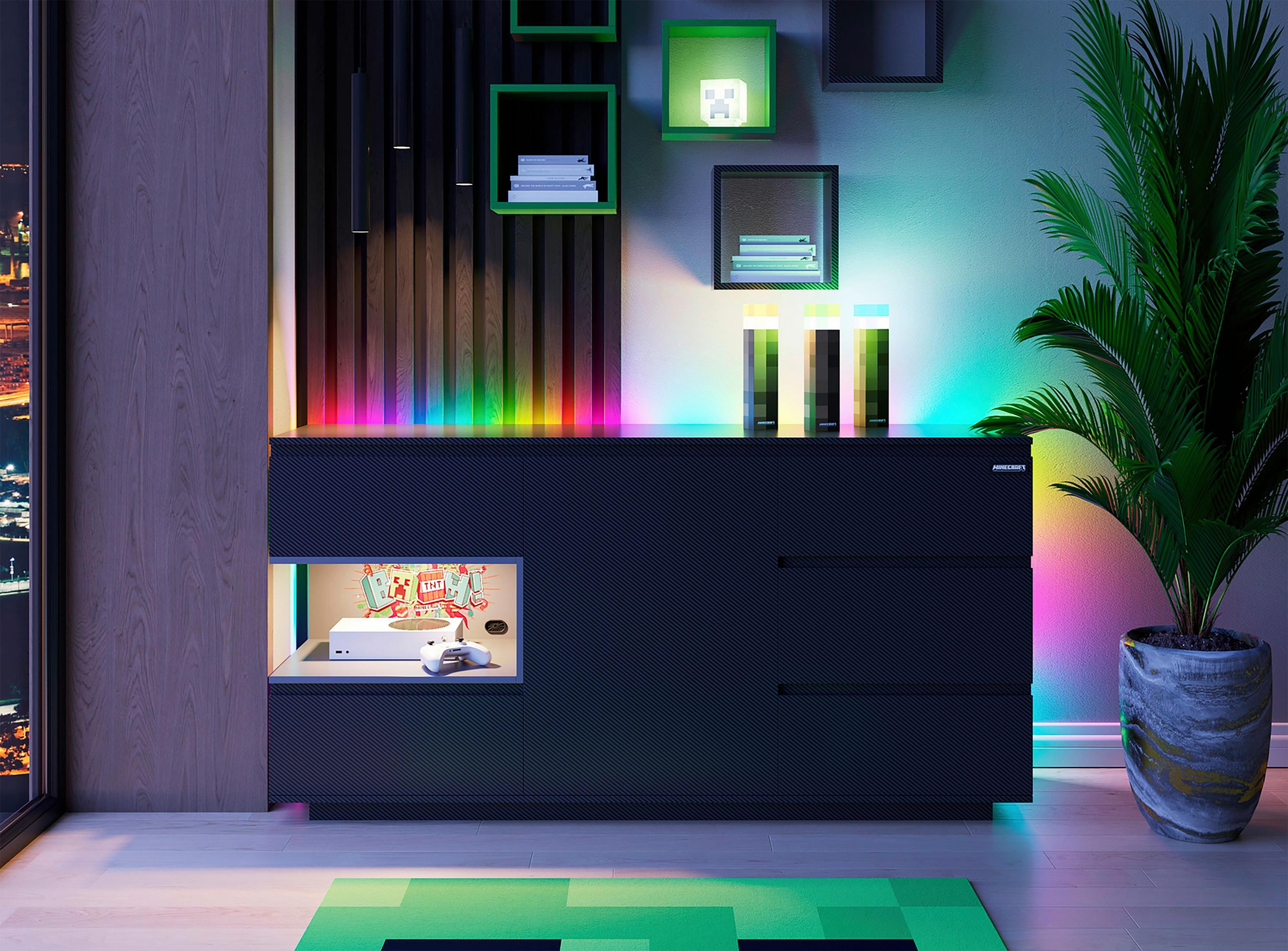 Sideboard Minecraft - Schwarz, MODERN, Holzwerkstoff (160/80/40cm) - Minecraft