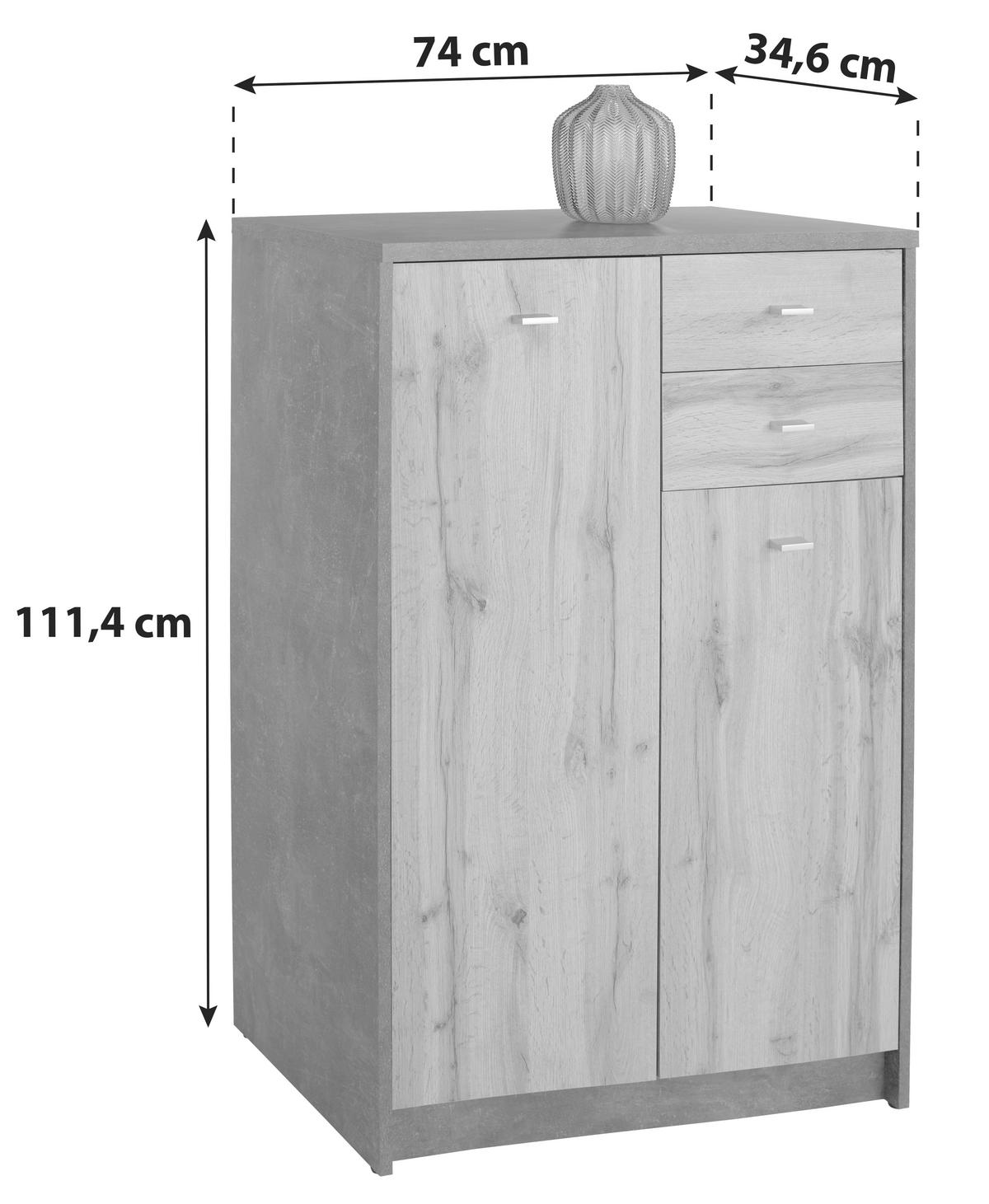 Komód 4-You 74/112 Cm - tölgyfa, Modern, faalapú anyag (74/111,4/34,6cm)