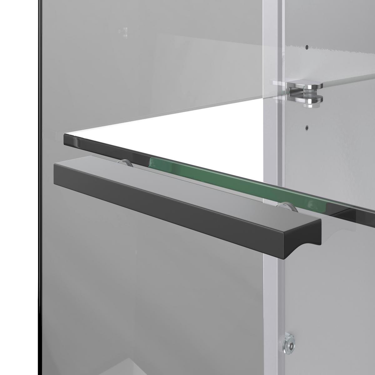 Vitrine Ambiente B: 48,5 cm mit LED Alpinweiss/Anthrazit - Weiß Hochglanz/Anthrazit, MODERN, Glas/Holzwerkstoff (48,5/199,1/43,6cm)
