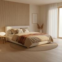 Čalouněná postel FLORA 180x200 cm, krémová - černá/krémová, Moderní, kov/dřevo (180/200cm) - Bessagi Home