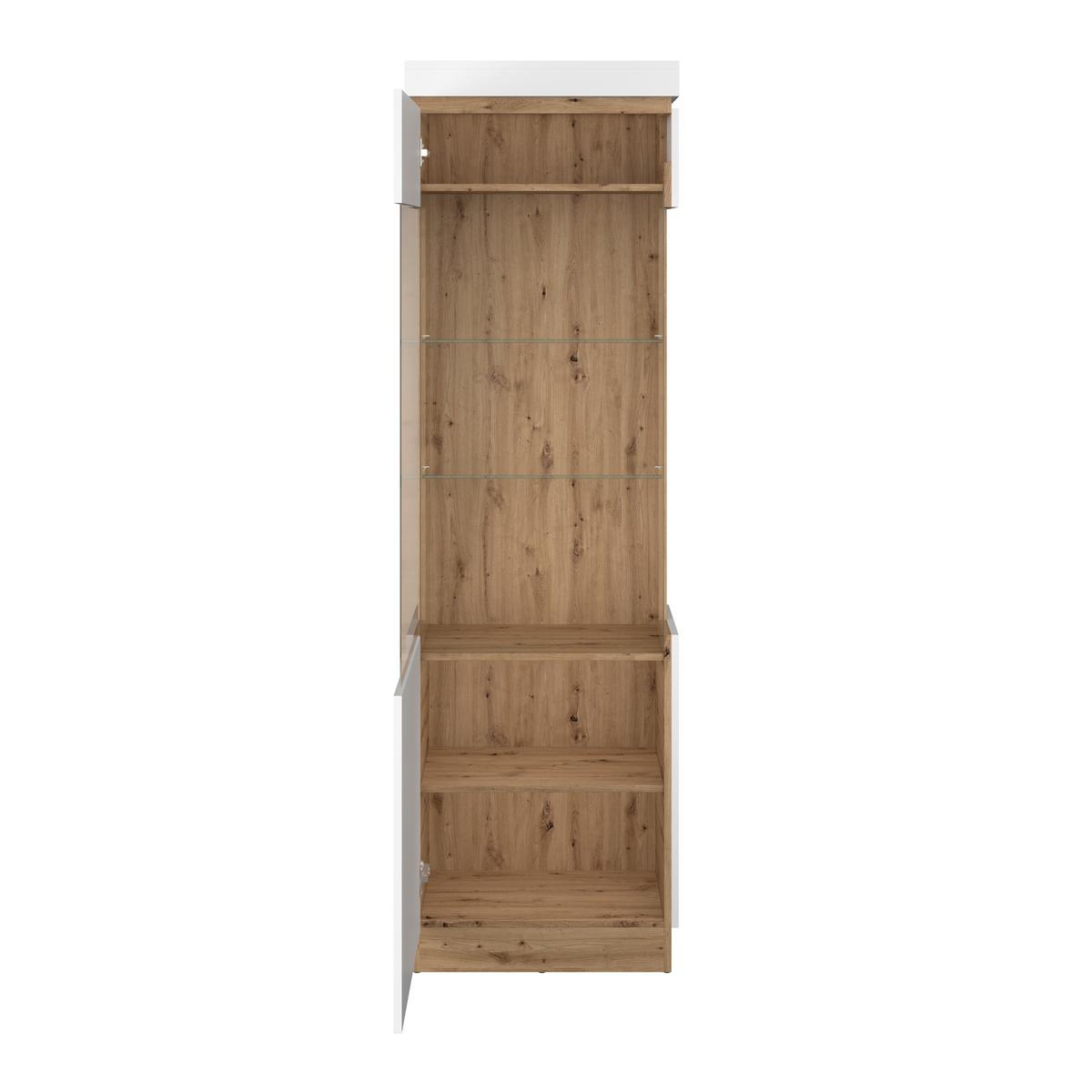 Vitrine Calabria Türanschlag LINKS - Eichefarben/Weiß, Trend, Glas/Holzwerkstoff (60,1/200,5/40cm)