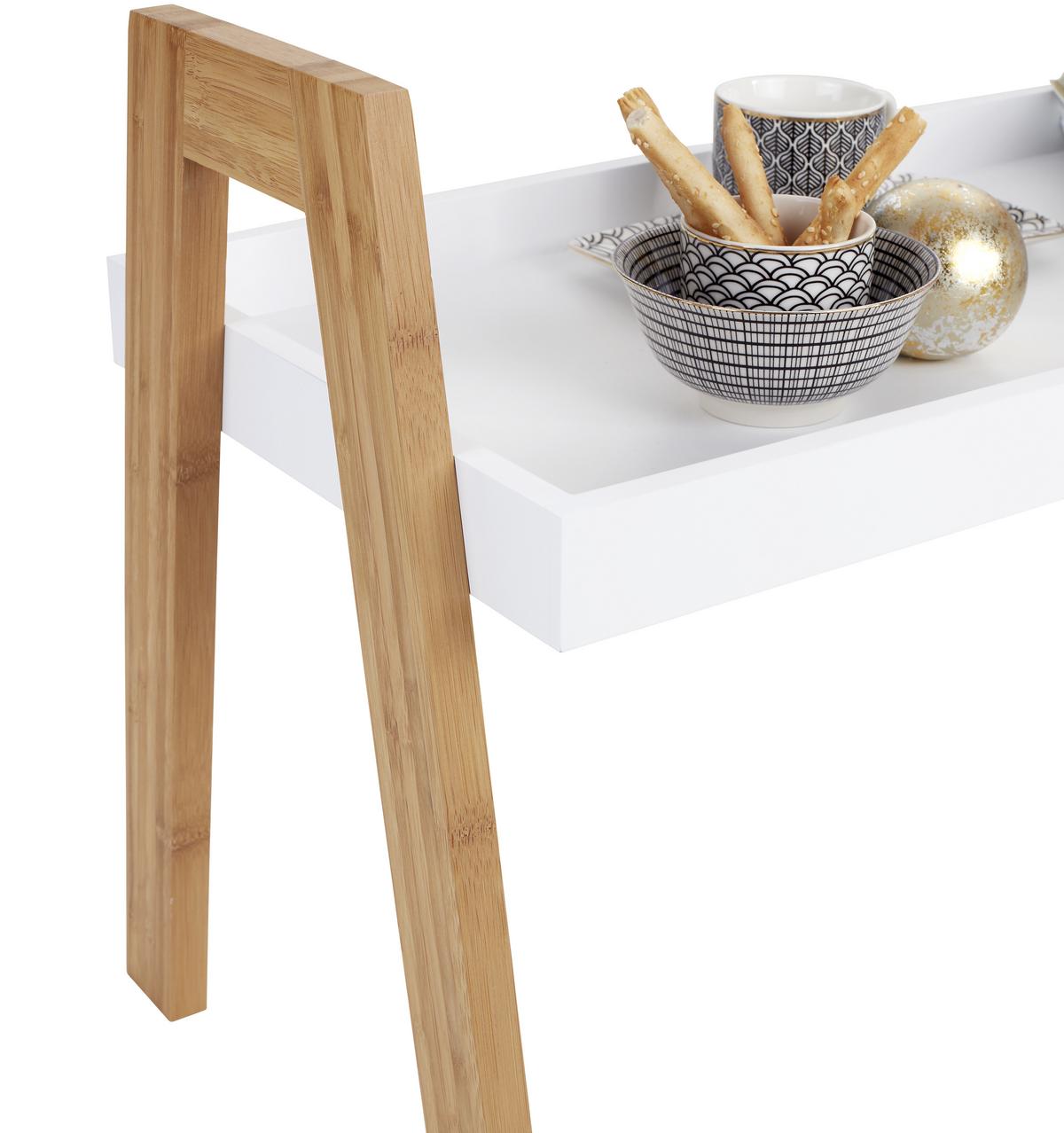 Beistelltisch Scandi Bambus/weiß - Naturfarben/Weiß, MODERN, Holz/Holzwerkstoff (62,5/45/32cm) - Ondega