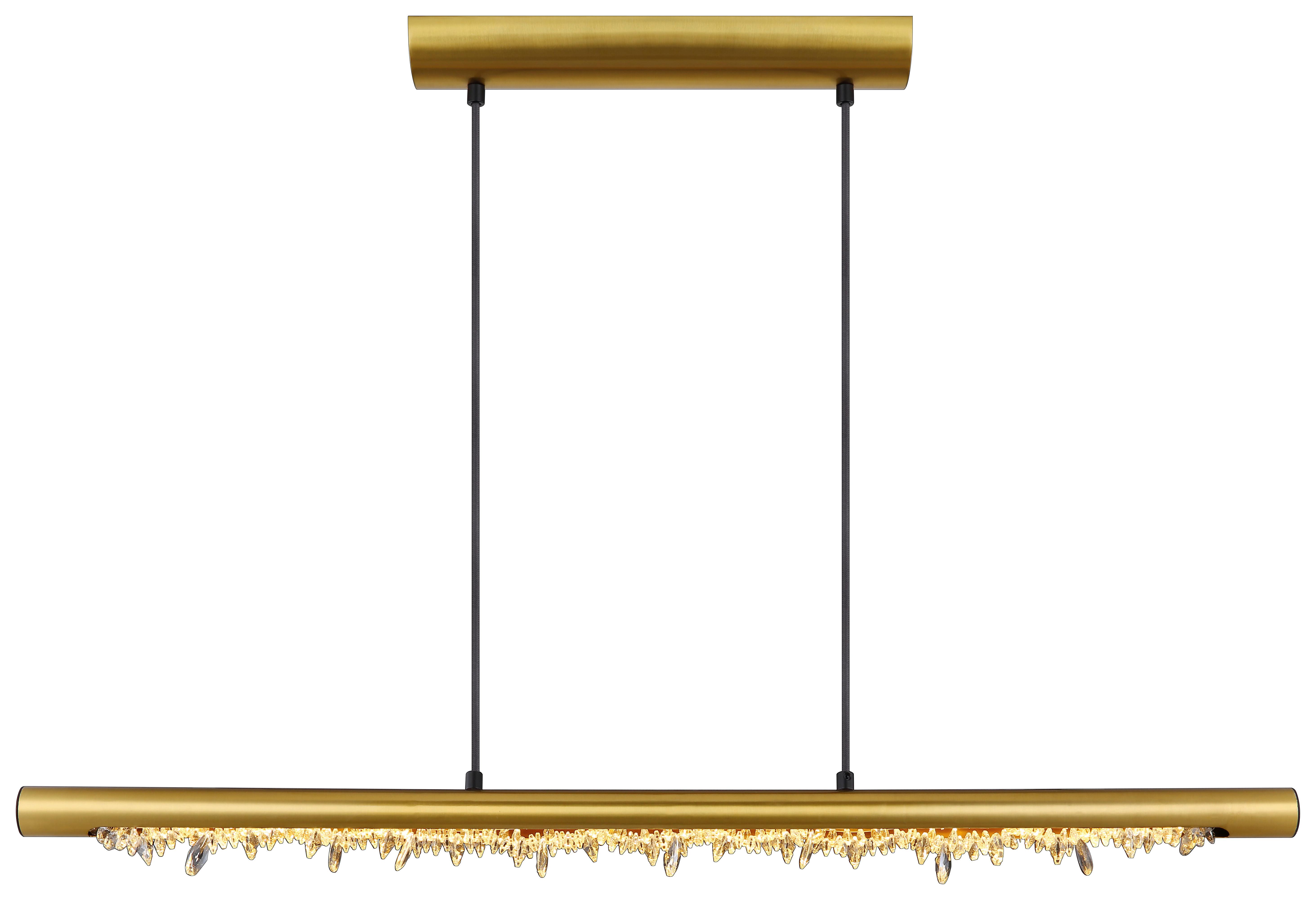 Hängeleuchte Felicitas H: 150 cm 1-Flammig - Klar/Messingfarben, Basics, Kunststoff/Metall (100/8/150cm) - Globo