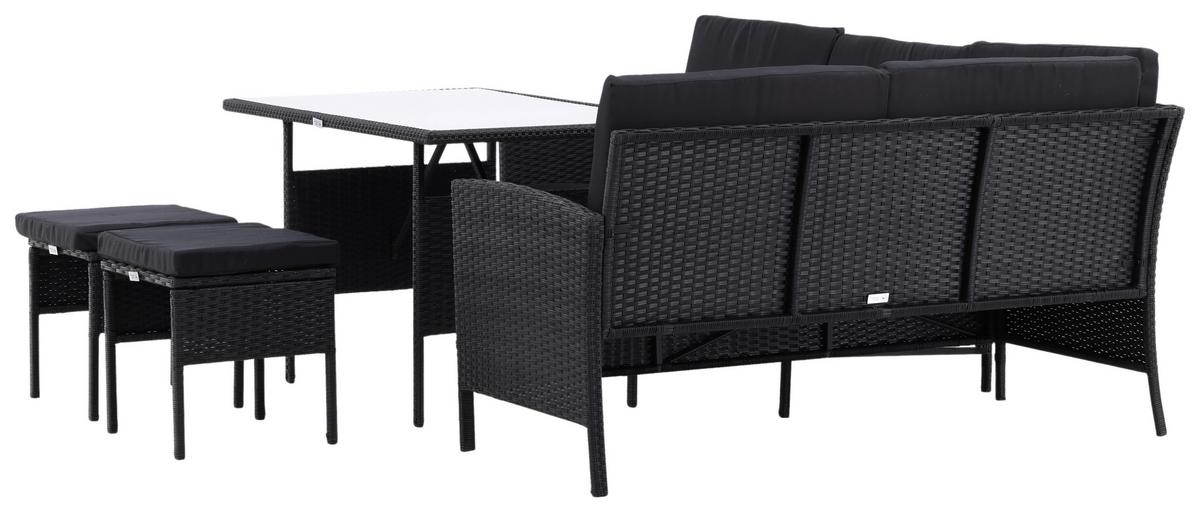 Gartenmöbel Set 4-Tlg Knock Kunststoff mit Kissen - Schwarz, KONVENTIONELL, Kunststoff - Gardenson