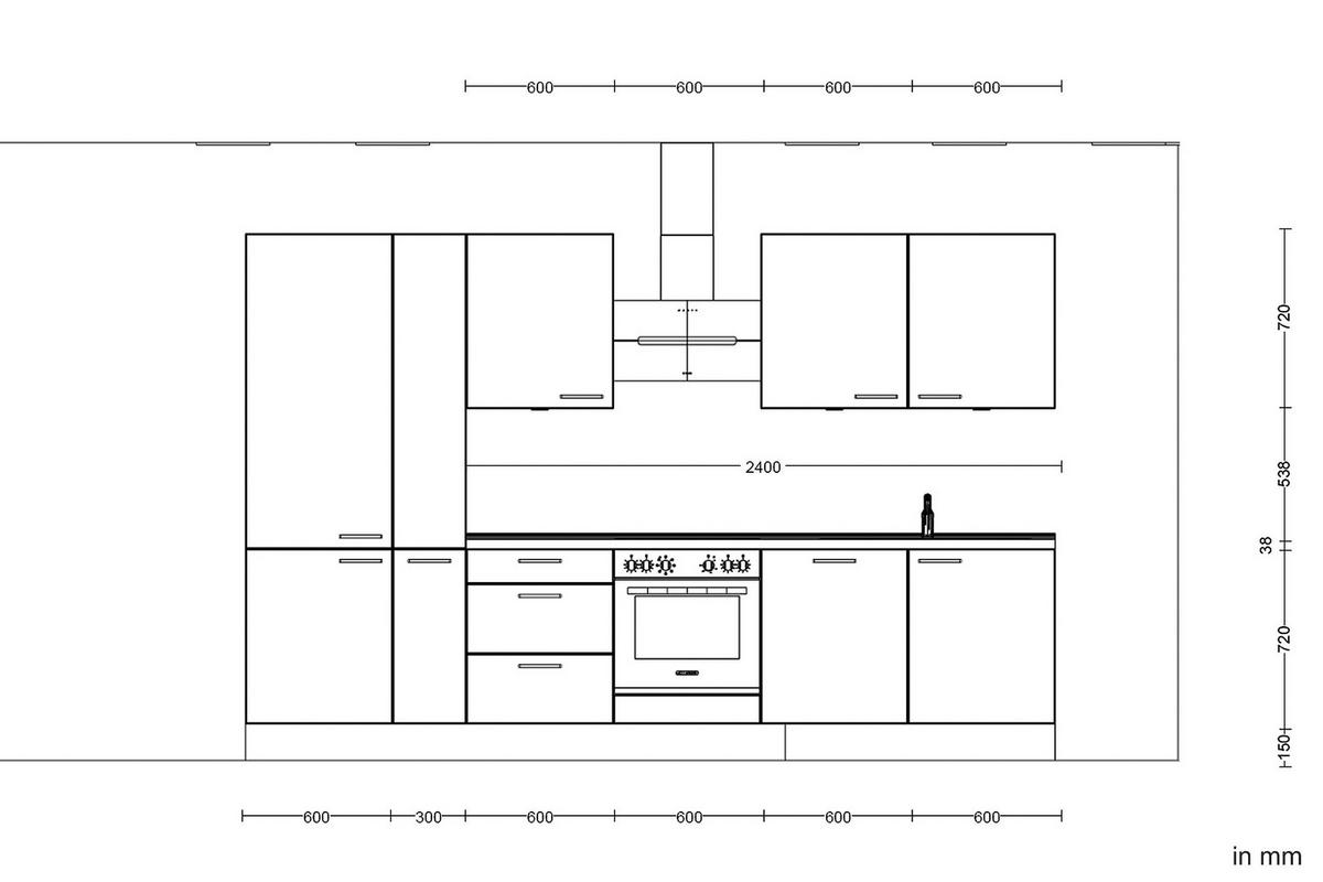 Kuchyňská linka 330 cm, dekor dub Havanna - černá/tmavý dub, Moderní, kov/kompozitní dřevo (330cm) - Nobilia