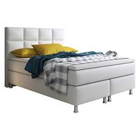 Boxspringbett Inkl. Topper 140x200 Cm Miami - Silberfarben/Weiß, KONVENTIONELL, Leder/Textil (140/115/210cm) - MID.YOU