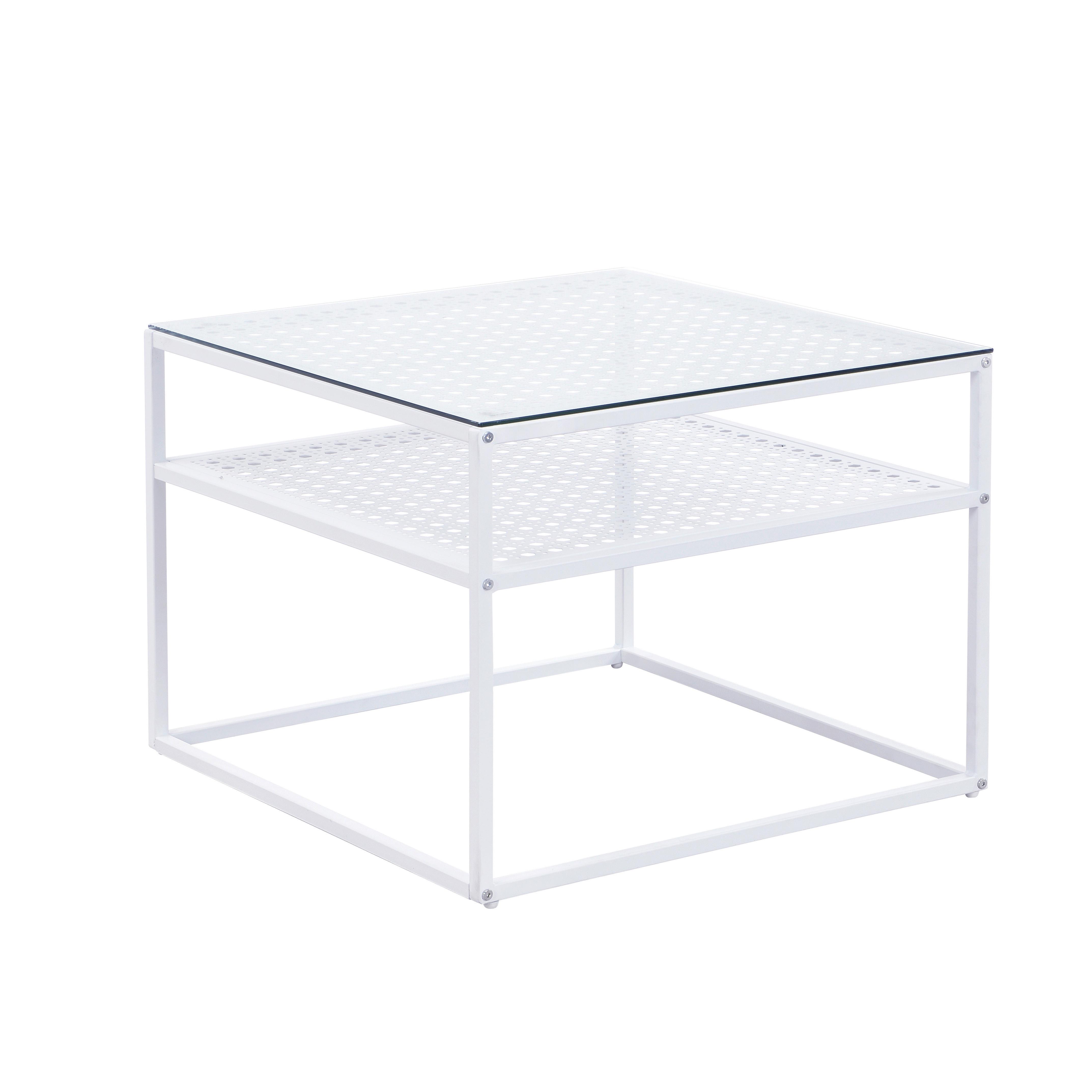 COUCHTISCH Weiß L: 60cm - Weiß, Design, Glas/Metall (60/60/45cm) - MID.YOU
