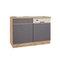 Spülenschrank mit Spüle Turin B: 120cm Grau/Wotaneiche Dekor - Eiche Wotan/Grau, Design, Holzwerkstoff (120/86/60cm) - Held