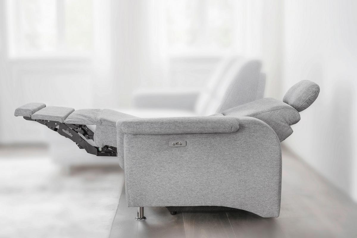 Ecksofa Mit Relaxfunktion Parole Silberfarben Chenille - Chromfarben/Silberfarben, KONVENTIONELL, Textil (165/292cm) - Livetastic