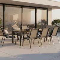 Gartenset Amalfi - Graphitfarben/Braun, MODERN, Textil/Metall - Gardenson