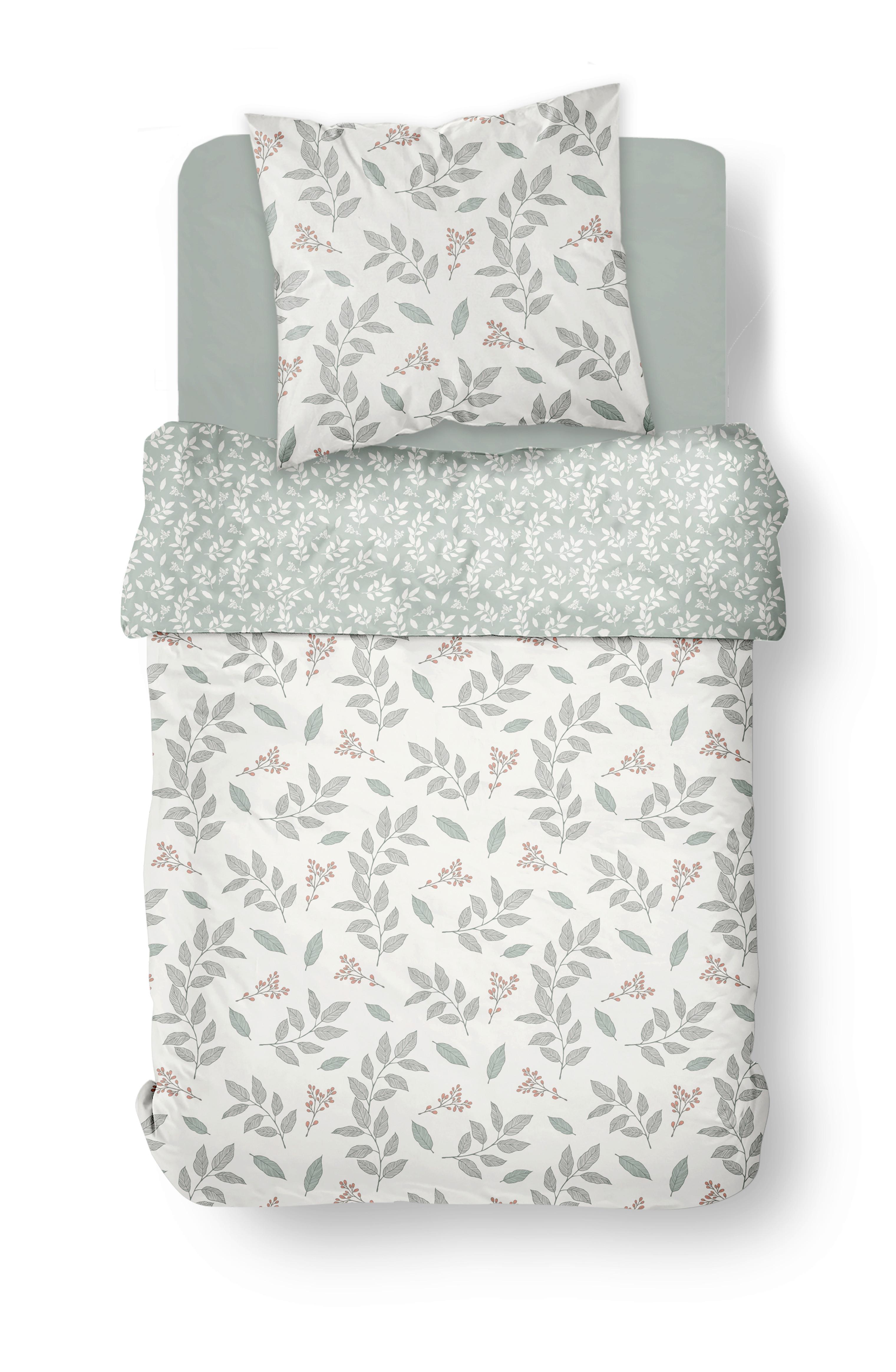 POSTEĽNÁ BIELIZEŇ FLANNEL - biela/mätovozelená, textil (140/200cm)