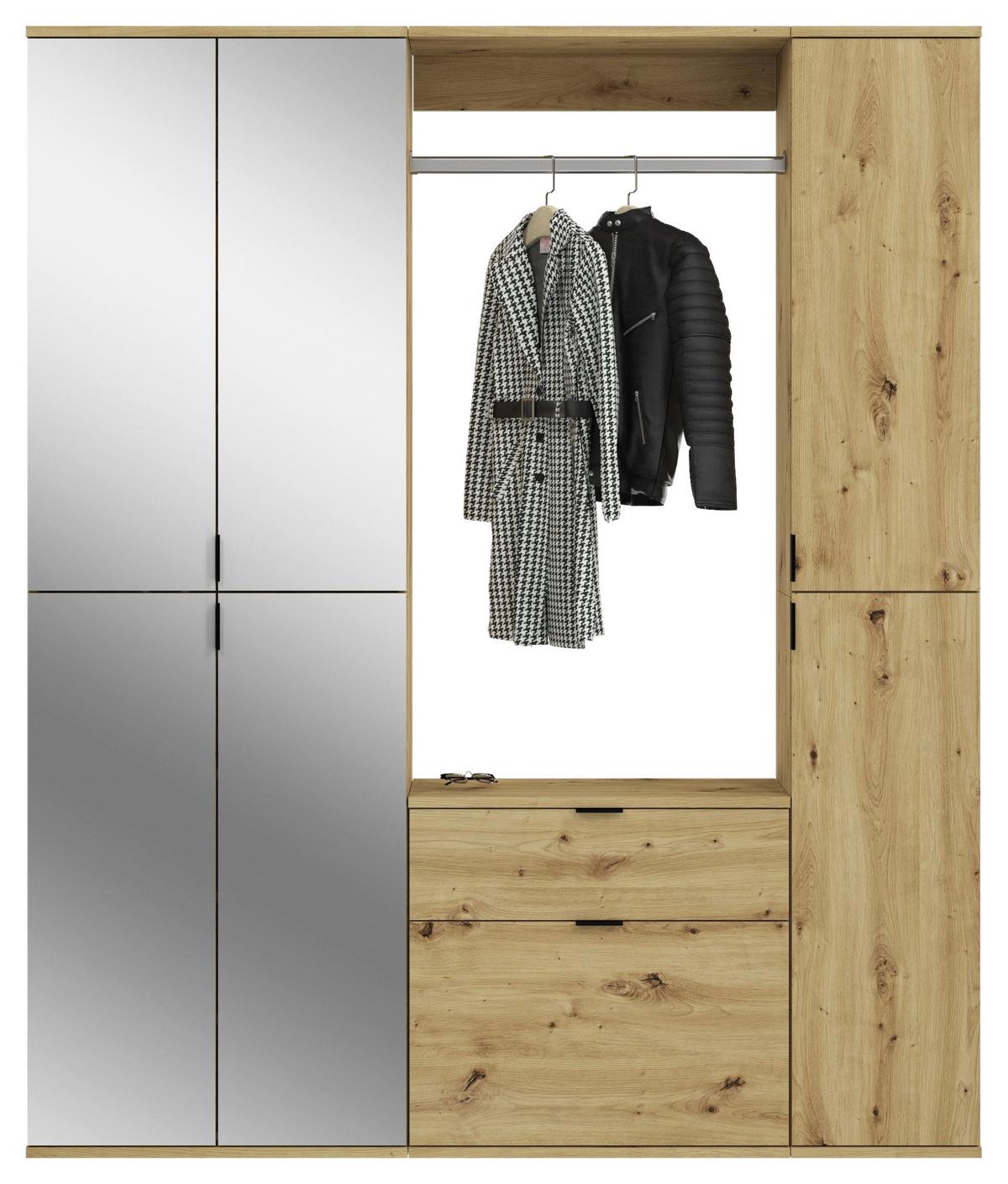 Garderobe Projekt X Eiche Artisan B: 152 cm - KONVENTIONELL, Glas/Holzwerkstoff (152/193/34cm) - MID.YOU