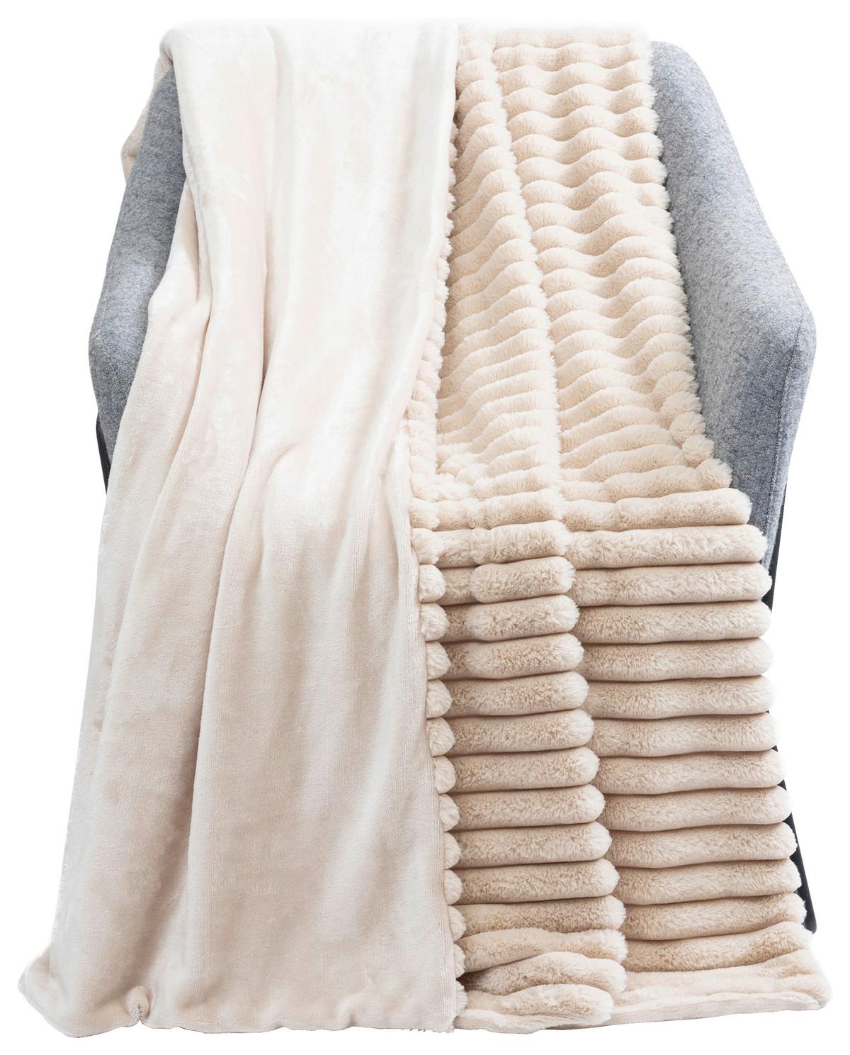 KUSCHELDECKE WHITE ROCK - Beige, MODERN, Textil (140/190cm) - Luca Bessoni