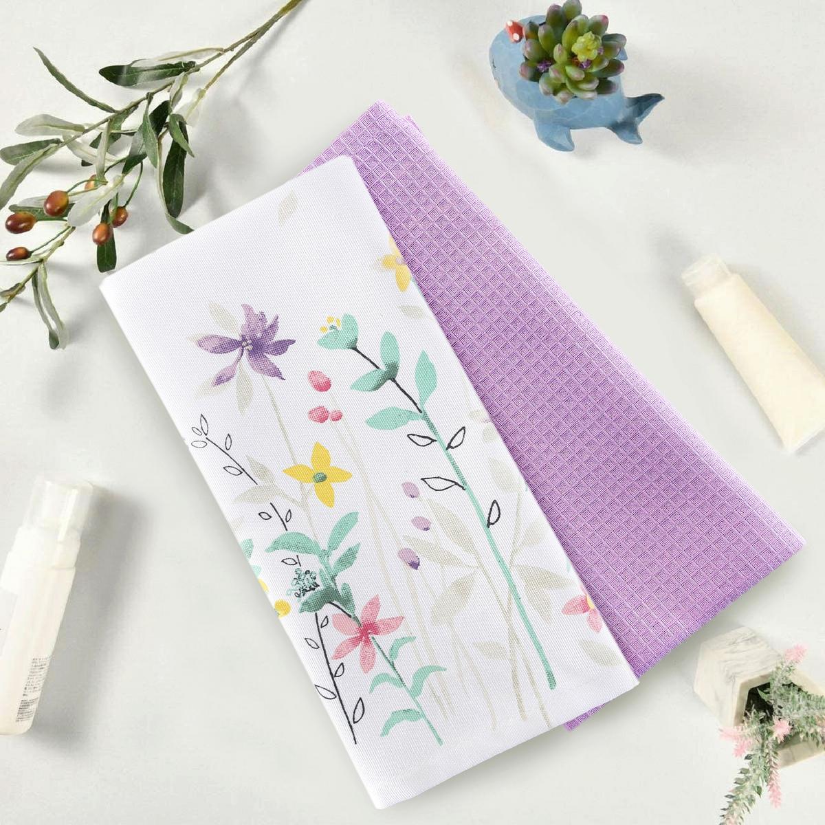 Geschirrtuch Viola 3er Pack - Violett, MODERN, Textil (40/60cm) - Luca Bessoni