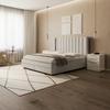 Čalúnená posteľ MAYA 180x200, béžová - svetlosivá/tmavohnedá, Modern, kov/drevo (180/200cm) - Bessagi Home