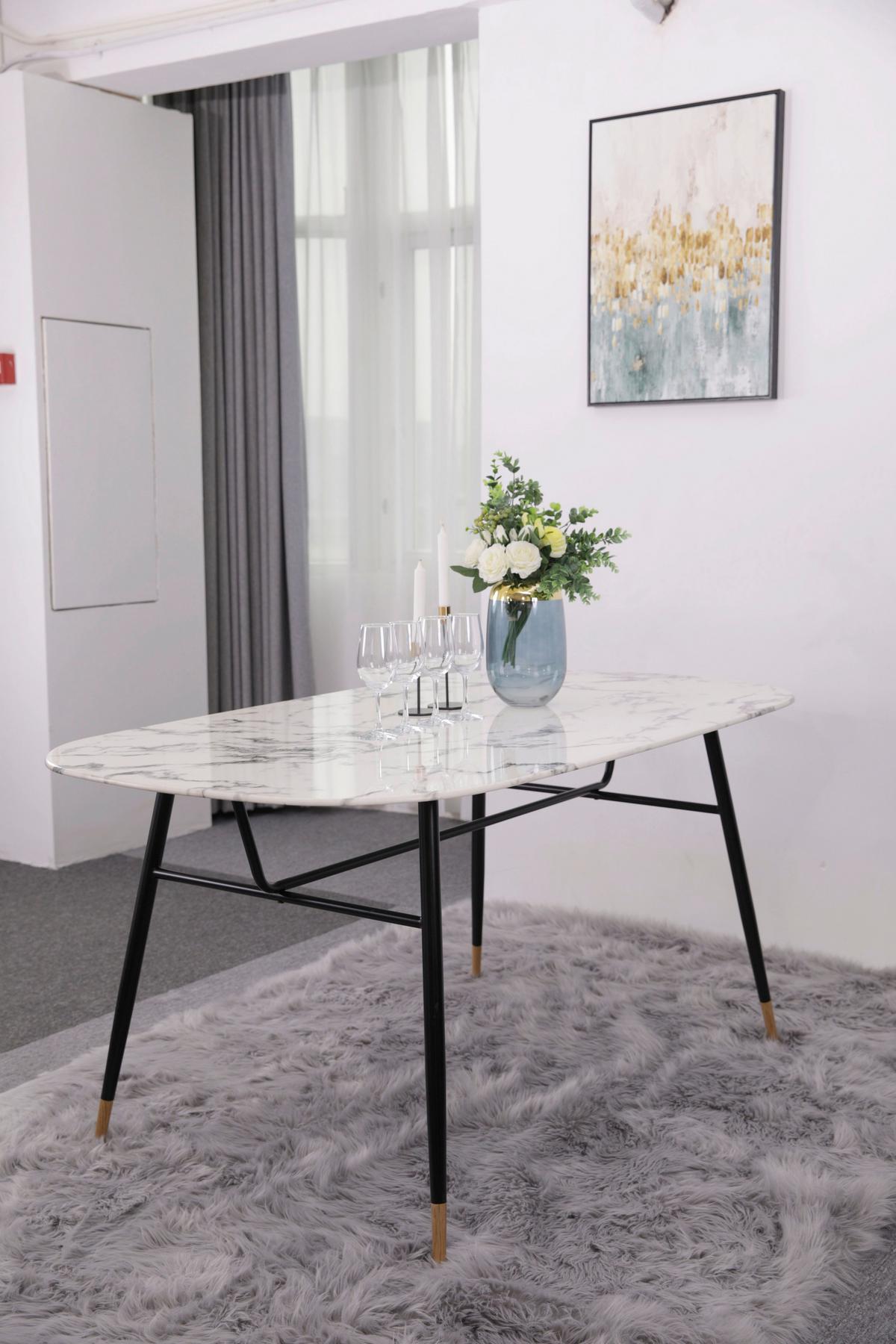 Esstisch Schwarz, Weiß L: 160cm - Schwarz/Weiß, Design, Glas/Metall (160/90/77cm) - Livetastic