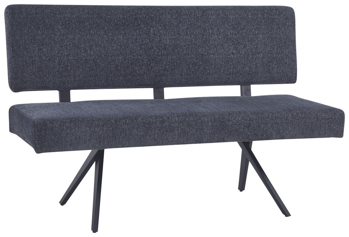 Sitzbank Chios  Mit Lehne Leinenoptik Grau, B: 140 Cm - Dunkelgrau/Schwarz, KONVENTIONELL, Textil/Metall (140/90/62cm) - MID.YOU